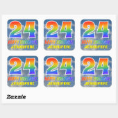 Regenbogen-Look "24" & "HAPPY BIRTHDAY", Wolken, H Quadratischer Aufkleber (Blatt)