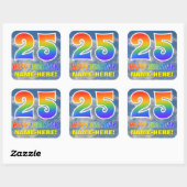 Regenbogen-Look "25" & "HAPPY BIRTHDAY", Wolken, H Quadratischer Aufkleber (Blatt)