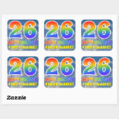 Regenbogen-Look "26" & "HAPPY BIRTHDAY", Wolken, H Quadratischer Aufkleber (Blatt)