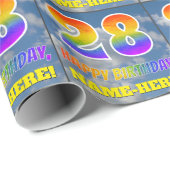 Regenbogen-Look "28" & "HAPPY BIRTHDAY", Wolken, H Geschenkpapier (Rolleneckpunkt)