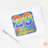 Regenbogen-Look "29" & "HAPPY BIRTHDAY", Wolken, H Quadratischer Aufkleber (Umschlag)
