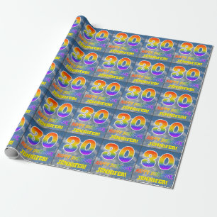 Regenbogen-Look "30" & "GLÜCKLICHER GEBURTSTAG", W Geschenkpapier