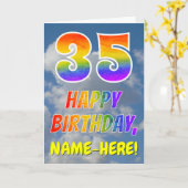 Regenbogen-Look "35" & "HAPPY BIRTHDAY", Wolken, H Karte (Gelbe Blume)
