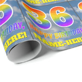 Regenbogen-Look "36" & "GLÜCKLICHER GEBURTSTAG", W Geschenkpapier (Rolleneckpunkt)