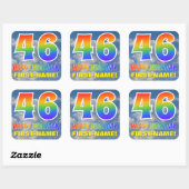 Regenbogen-Look "46" & "HAPPY BIRTHDAY", Wolken, H Quadratischer Aufkleber (Blatt)