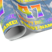 Regenbogen-Look "47" & "HAPPY BIRTHDAY", Wolken, H Geschenkpapier (Rolleneckpunkt)