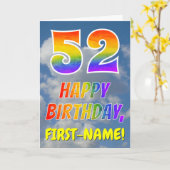 Regenbogen-Look "52" & "HAPPY BIRTHDAY", Wolken, H Karte (Gelbe Blume)