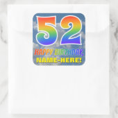 Regenbogen-Look "52" & "HAPPY BIRTHDAY", Wolken, H Quadratischer Aufkleber (Tasche)