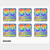 Regenbogen-Look "53" & "HAPPY BIRTHDAY", Wolken, H Quadratischer Aufkleber (Blatt)
