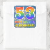 Regenbogen-Look "53" & "HAPPY BIRTHDAY", Wolken, H Quadratischer Aufkleber (Tasche)