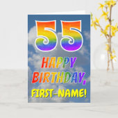 Regenbogen-Look "55" & "HAPPY BIRTHDAY", Wolken, H Karte (Gelbe Blume)