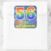 Regenbogen-Look "56" & "HAPPY BIRTHDAY", Wolken, H Quadratischer Aufkleber (Tasche)