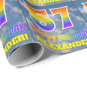 Regenbogen-Look "57" & "HAPPY BIRTHDAY", Wolken, H Geschenkpapier (Rolleneckpunkt)