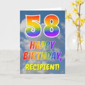 Regenbogen-Look "58" & "HAPPY BIRTHDAY", Wolken, H Karte (Gelbe Blume)