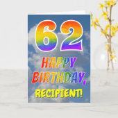 Regenbogen-Look "62" & "HAPPY BIRTHDAY", Wolken, H Karte (Gelbe Blume)