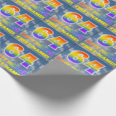 Regenbogen-Look "64" & "HAPPY BIRTHDAY", Wolken, H Geschenkpapier (Ecke)