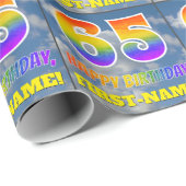 Regenbogen-Look "65" & "HAPPY BIRTHDAY", Wolken, H Geschenkpapier (Rolleneckpunkt)