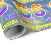 Regenbogen-Look "66" & "GLÜCKLICHER GEBURTSTAG", W Geschenkpapier (Rolleneckpunkt)