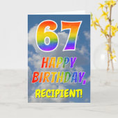 Regenbogen-Look "67" & "HAPPY BIRTHDAY", Wolken, H Karte (Gelbe Blume)
