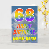 Regenbogen-Look "68" & "HAPPY BIRTHDAY", Wolken, H Karte (Gelbe Blume)