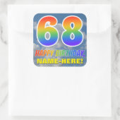 Regenbogen-Look "68" & "HAPPY BIRTHDAY", Wolken, H Quadratischer Aufkleber (Tasche)