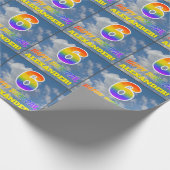 Regenbogen-Look "6" & "HAPPY BIRTHDAY", Wolken, Hi Geschenkpapier (Ecke)