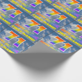 Regenbogen-Look "71" & "HAPPY BIRTHDAY", Wolken, H Geschenkpapier