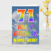 Regenbogen-Look "71" & "HAPPY BIRTHDAY", Wolken, H Karte (Gelbe Blume)