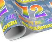 Regenbogen-Look "72" & "HAPPY BIRTHDAY", Wolken, H Geschenkpapier (Rolleneckpunkt)