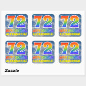 Regenbogen-Look "72" & "HAPPY BIRTHDAY", Wolken, H Quadratischer Aufkleber (Blatt)