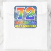 Regenbogen-Look "72" & "HAPPY BIRTHDAY", Wolken, H Quadratischer Aufkleber (Tasche)