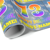 Regenbogen-Look "73" & "HAPPY BIRTHDAY", Wolken, H Geschenkpapier (Rolleneckpunkt)