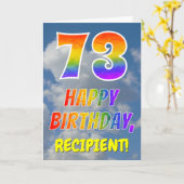 Regenbogen-Look "73" & "HAPPY BIRTHDAY", Wolken, H Karte (Gelbe Blume)