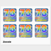 Regenbogen-Look "73" & "HAPPY BIRTHDAY", Wolken, H Quadratischer Aufkleber (Blatt)