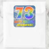Regenbogen-Look "73" & "HAPPY BIRTHDAY", Wolken, H Quadratischer Aufkleber (Tasche)