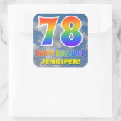 Regenbogen-Look "78" & "HAPPY BIRTHDAY", Wolken, H Quadratischer Aufkleber (Tasche)