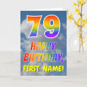 Regenbogen-Look "79" & "HAPPY BIRTHDAY", Wolken, H Karte (Gelbe Blume)