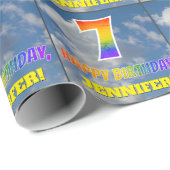 Regenbogen-Look "7" & "HAPPY BIRTHDAY", Wolken, Hi Geschenkpapier (Rolleneckpunkt)