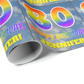 Regenbogen-Look "80" & "HAPPY BIRTHDAY", Wolken, H Geschenkpapier (Rolleneckpunkt)
