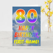 Regenbogen-Look "80" & "HAPPY BIRTHDAY", Wolken, H Karte (Gelbe Blume)