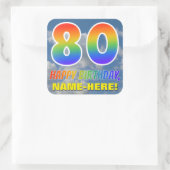 Regenbogen-Look "80" & "HAPPY BIRTHDAY", Wolken, H Quadratischer Aufkleber (Tasche)