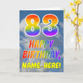 Regenbogen-Look "83" & "HAPPY BIRTHDAY", Wolken, H Karte (Gelbe Blume)
