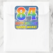 Regenbogen-Look "84" & "HAPPY BIRTHDAY", Wolken, H Quadratischer Aufkleber (Tasche)