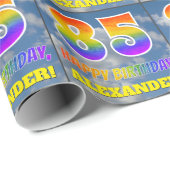 Regenbogen-Look "85" & "HAPPY BIRTHDAY", Wolken, H Geschenkpapier (Rolleneckpunkt)
