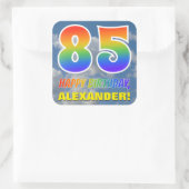 Regenbogen-Look "85" & "HAPPY BIRTHDAY", Wolken, H Quadratischer Aufkleber (Tasche)