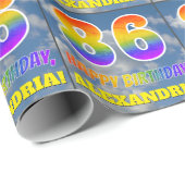 Regenbogen-Look "86" & "HAPPY BIRTHDAY", Wolken, H Geschenkpapier (Rolleneckpunkt)