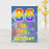 Regenbogen-Look "86" & "HAPPY BIRTHDAY", Wolken, H Karte (Gelbe Blume)