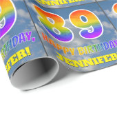 Regenbogen-Look "89" & "HAPPY BIRTHDAY", Wolken, H Geschenkpapier (Rolleneckpunkt)