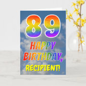 Regenbogen-Look "89" & "HAPPY BIRTHDAY", Wolken, H Karte (Gelbe Blume)