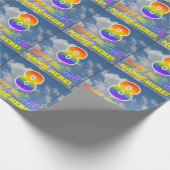 Regenbogen-Look "8" & "HAPPY BIRTHDAY", Wolken, Hi Geschenkpapier (Ecke)